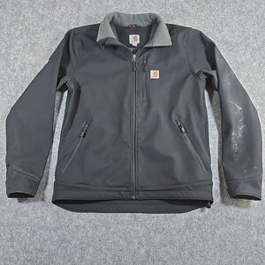 Carhartt Soft Shell Rain Wind Jacket Black Men’s Size Medium Work Gear *Flaws*